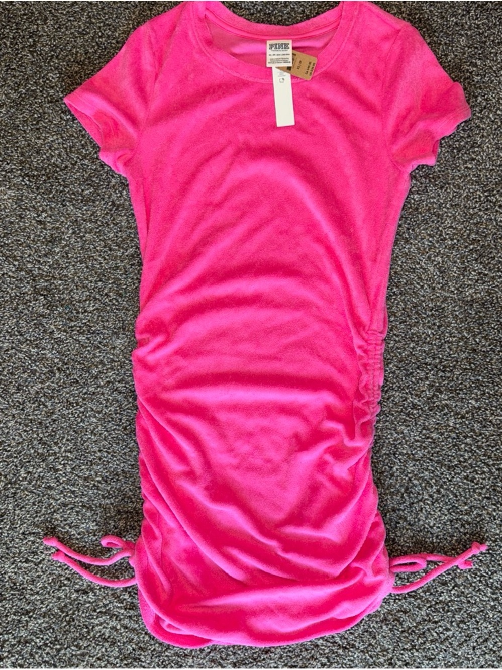 PINK Victoria's Secret Girls' Hot Pink Ruched Side T-Shirt Dress